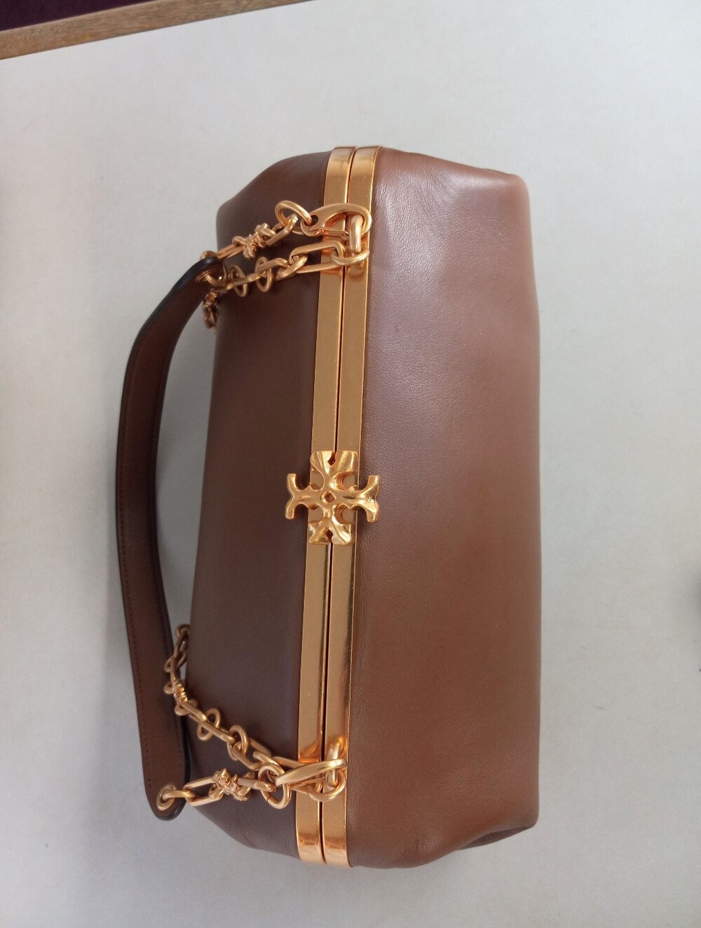 Tory Burch Cleo Shoulder Bag in Moose, Like New, Large size Frame bag. - Picture 9 of 15